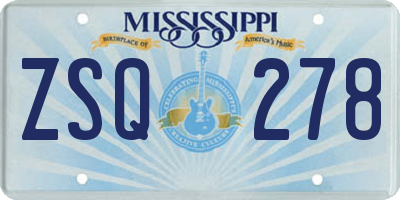 MS license plate ZSQ278