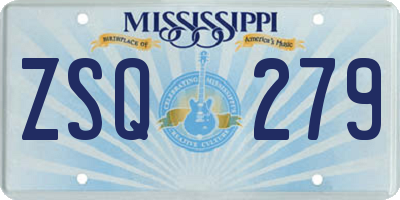MS license plate ZSQ279