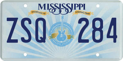 MS license plate ZSQ284