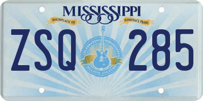 MS license plate ZSQ285