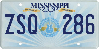 MS license plate ZSQ286