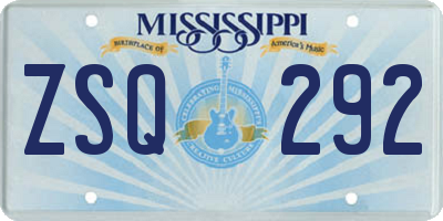 MS license plate ZSQ292