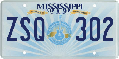 MS license plate ZSQ302