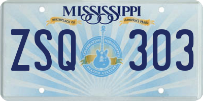 MS license plate ZSQ303