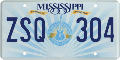 MS license plate ZSQ304
