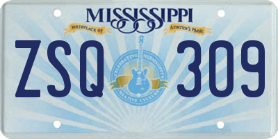MS license plate ZSQ309