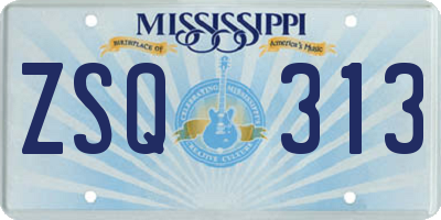 MS license plate ZSQ313
