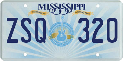 MS license plate ZSQ320