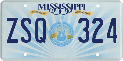 MS license plate ZSQ324