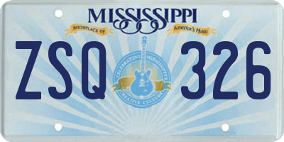 MS license plate ZSQ326