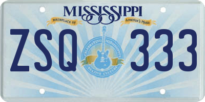 MS license plate ZSQ333