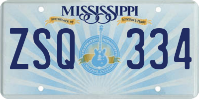 MS license plate ZSQ334