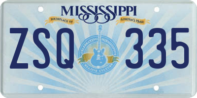 MS license plate ZSQ335