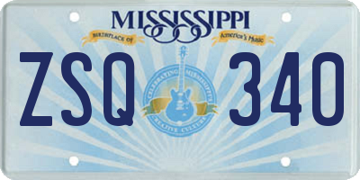 MS license plate ZSQ340