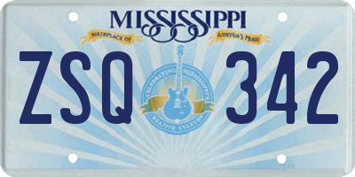 MS license plate ZSQ342