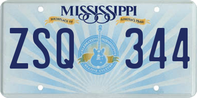 MS license plate ZSQ344
