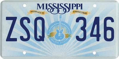 MS license plate ZSQ346