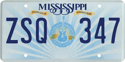 MS license plate ZSQ347