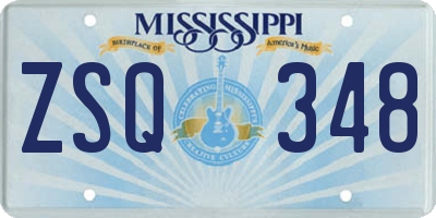 MS license plate ZSQ348