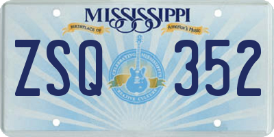 MS license plate ZSQ352