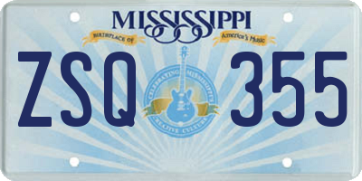 MS license plate ZSQ355