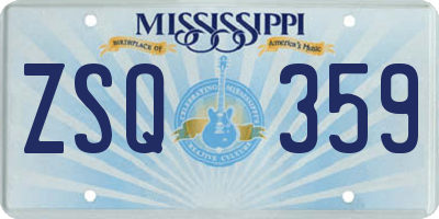 MS license plate ZSQ359
