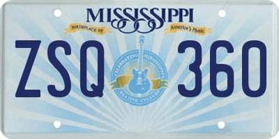 MS license plate ZSQ360