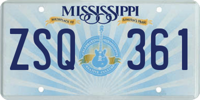 MS license plate ZSQ361