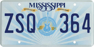 MS license plate ZSQ364