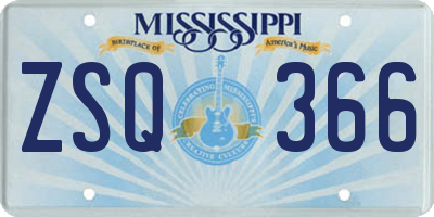 MS license plate ZSQ366
