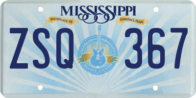 MS license plate ZSQ367