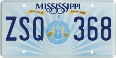 MS license plate ZSQ368
