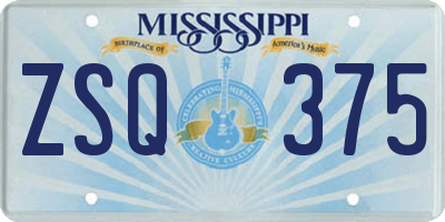 MS license plate ZSQ375