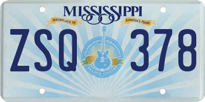 MS license plate ZSQ378