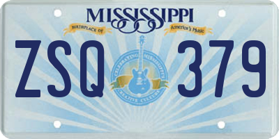 MS license plate ZSQ379