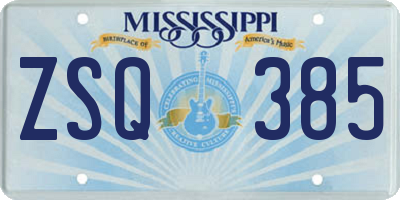 MS license plate ZSQ385