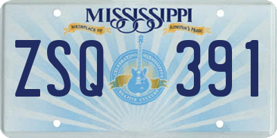 MS license plate ZSQ391