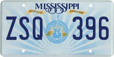 MS license plate ZSQ396