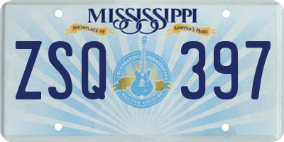 MS license plate ZSQ397