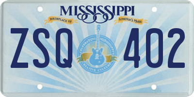 MS license plate ZSQ402