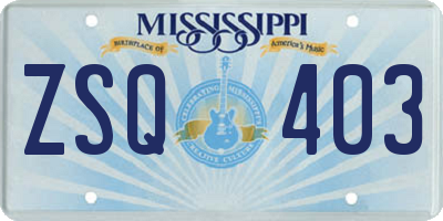 MS license plate ZSQ403