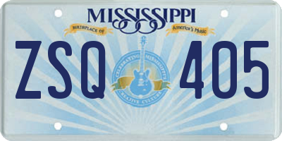 MS license plate ZSQ405