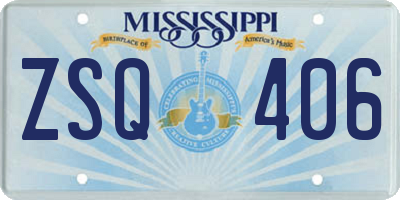 MS license plate ZSQ406
