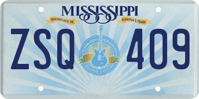 MS license plate ZSQ409