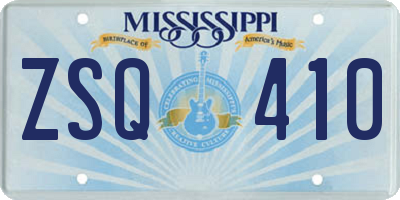 MS license plate ZSQ410