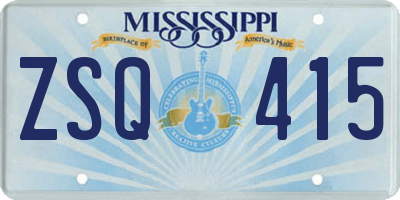 MS license plate ZSQ415