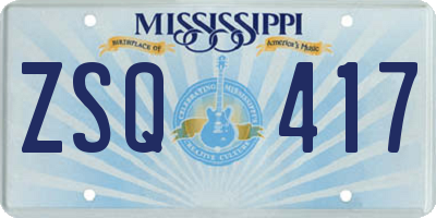 MS license plate ZSQ417