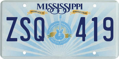 MS license plate ZSQ419