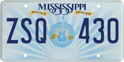 MS license plate ZSQ430