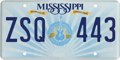 MS license plate ZSQ443